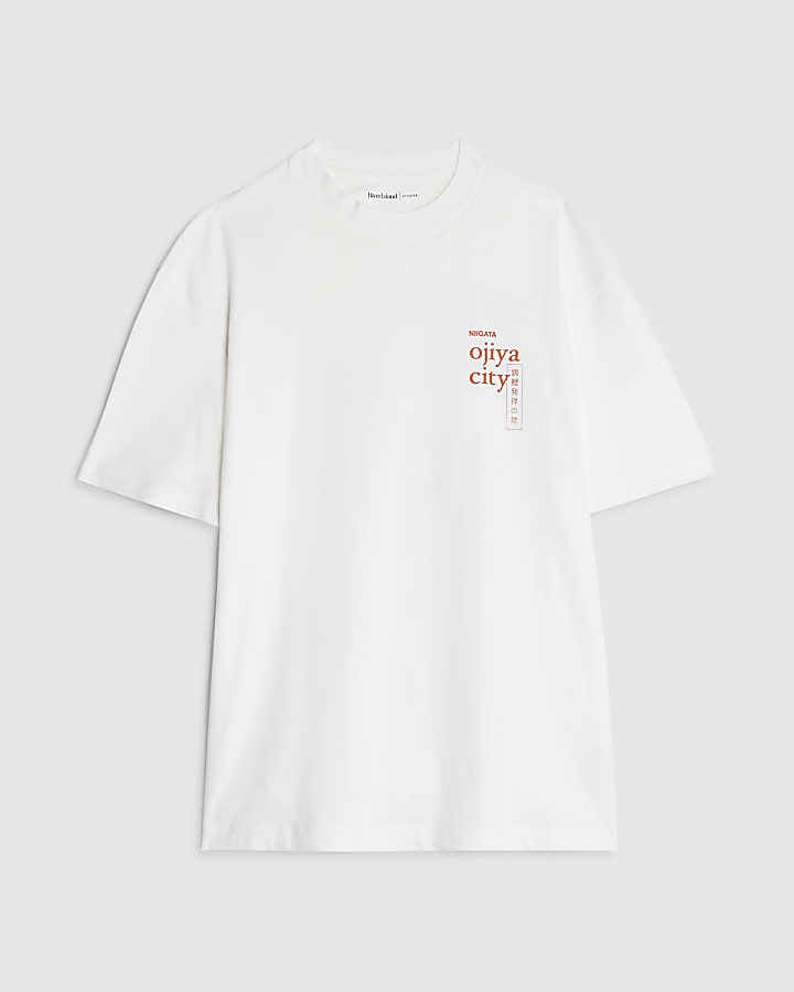 White Regular Fit Japanese Fish T-Shirt