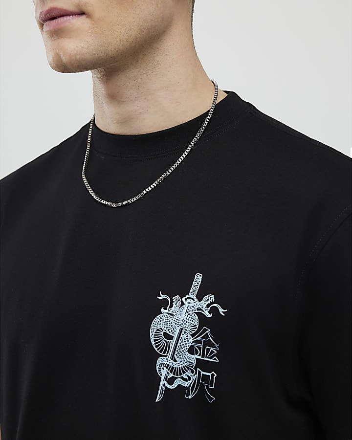 Black Regular Fit Kanazawa Snake T-Shirt
