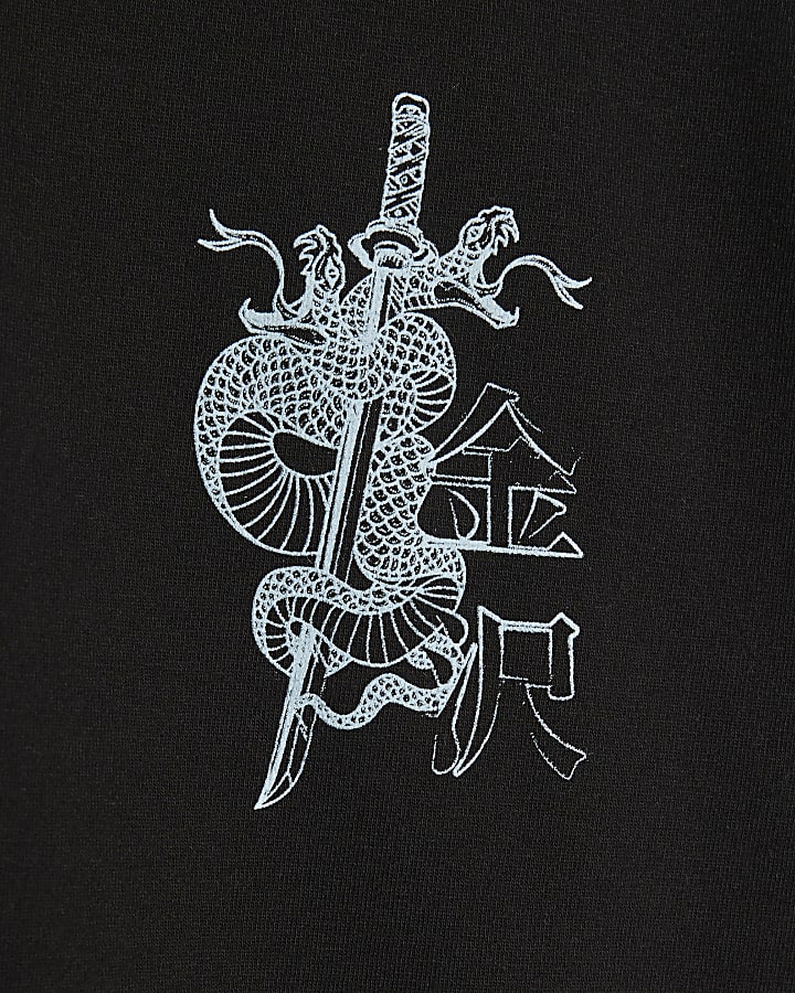 Black Regular Fit Kanazawa Snake T-Shirt