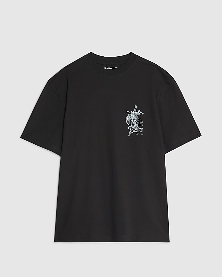 Black Regular Fit Kanazawa Snake T-Shirt