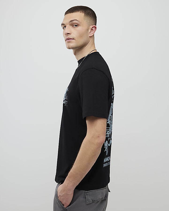 Black Regular Fit Kanazawa Snake T-Shirt