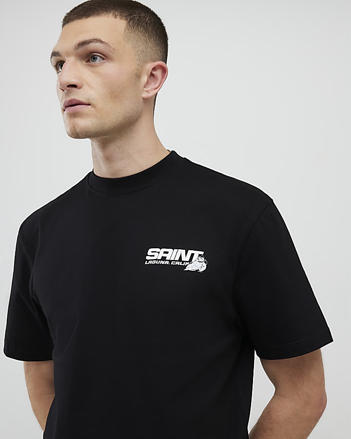 Black Regular Fit Saint Motorbike T-Shirt