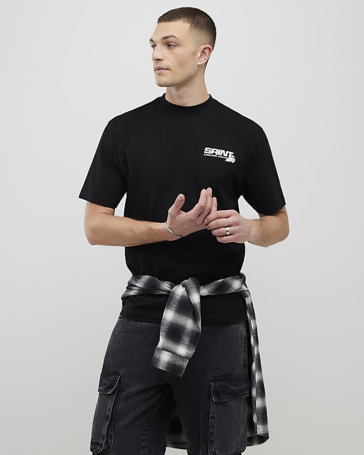 Black Regular Fit Saint Motorbike T-Shirt
