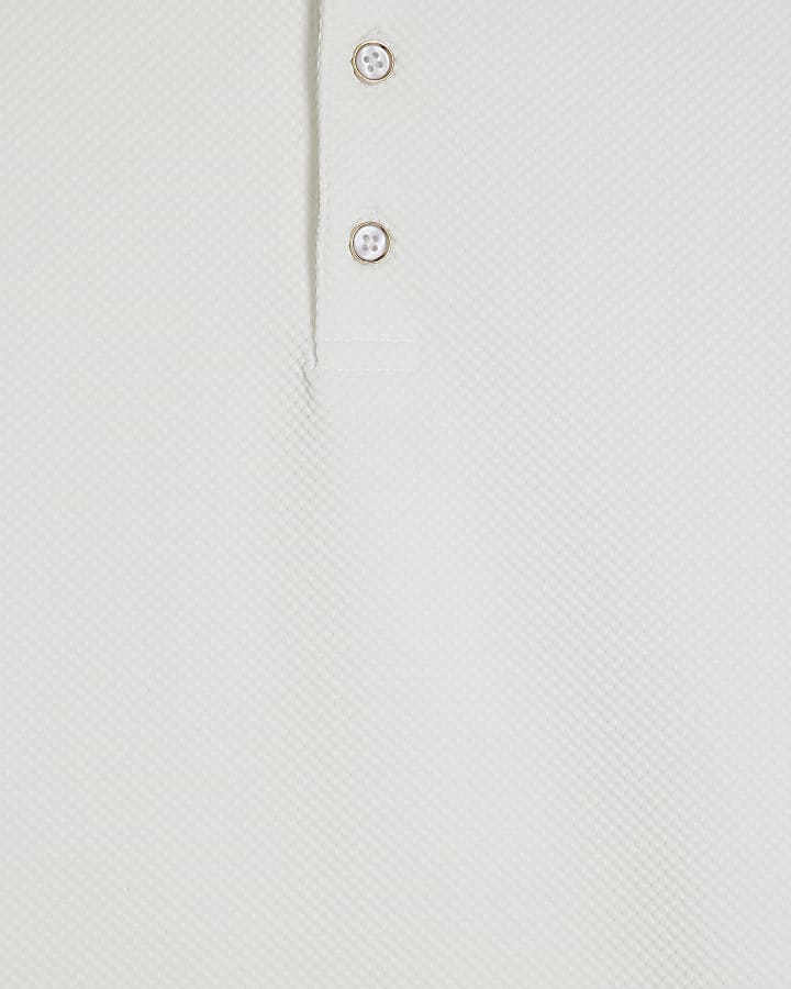 White Slim Fit Textured Polo Shirt