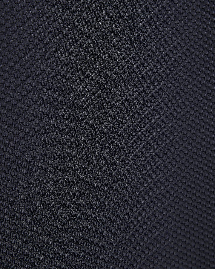 Navy Slim Fit Textured Polo Shirt