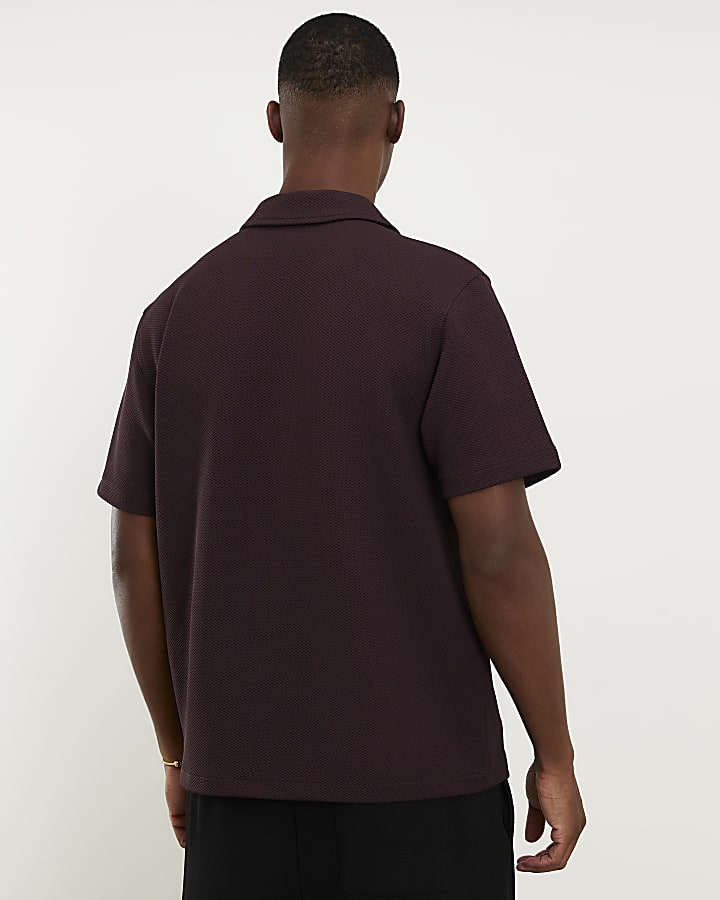 Brown Slim Fit Revere Shirt