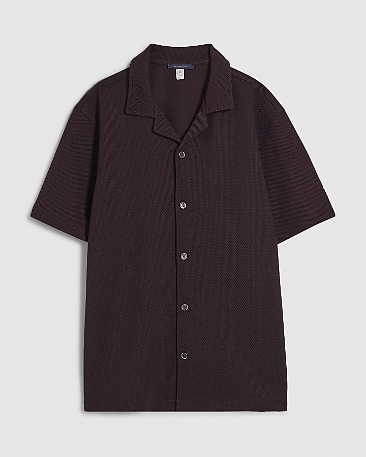 Brown Slim Fit Revere Shirt