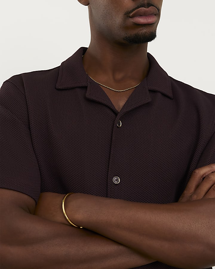 Brown Slim Fit Revere Shirt