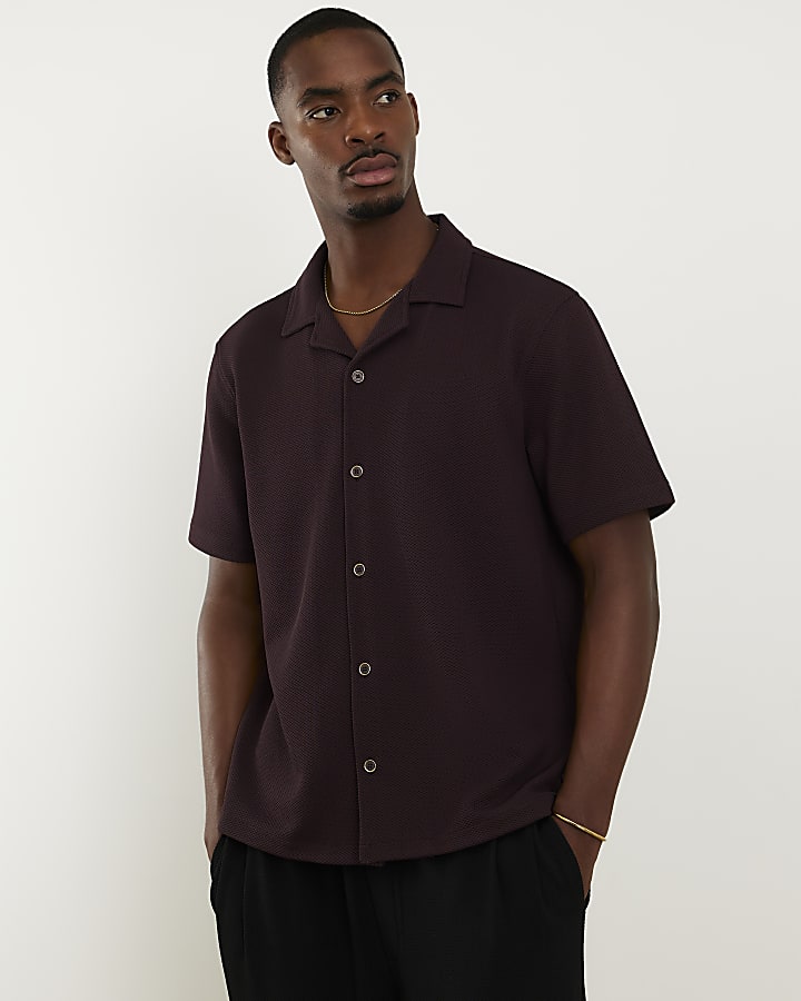 Brown Slim Fit Revere Shirt