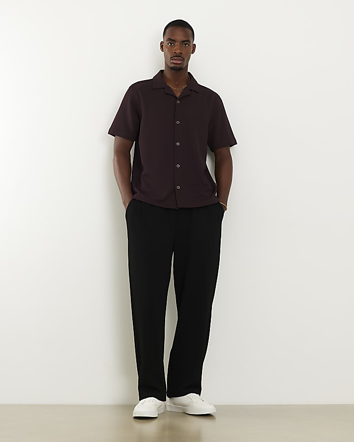 Brown Slim Fit Revere Shirt