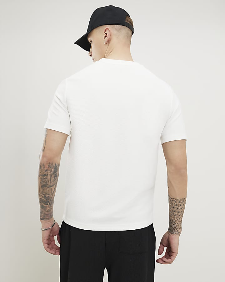 White Slim Fit V Neck MCMXII T-Shirt