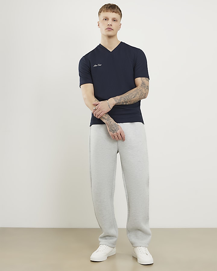 Navy Slim Fit V Neck MCMXII T-Shirt