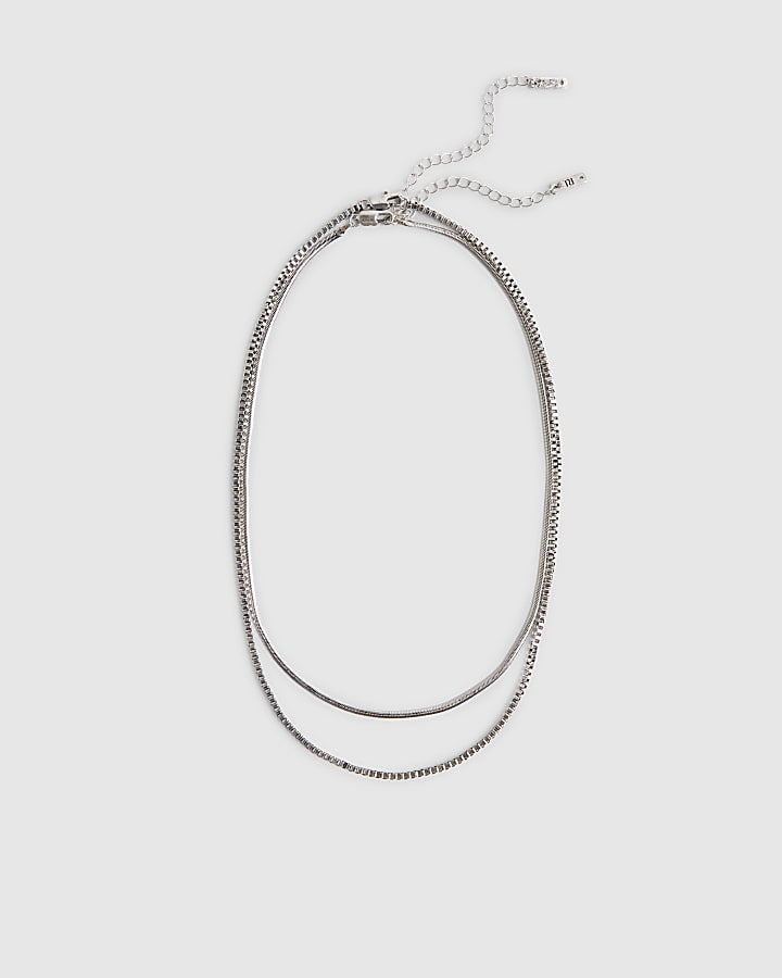 Silver Snake Chain Necklace Pack Of 2