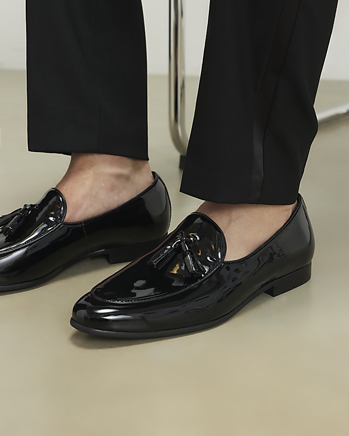 Black Patent Tassel Loafers
