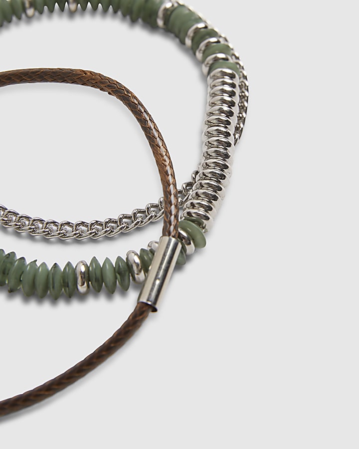 Green Mixed Media Bracelet 3 Pack