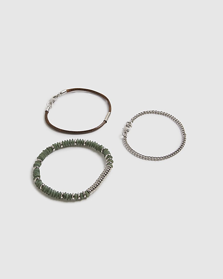 Green Mixed Media Bracelet 3 Pack