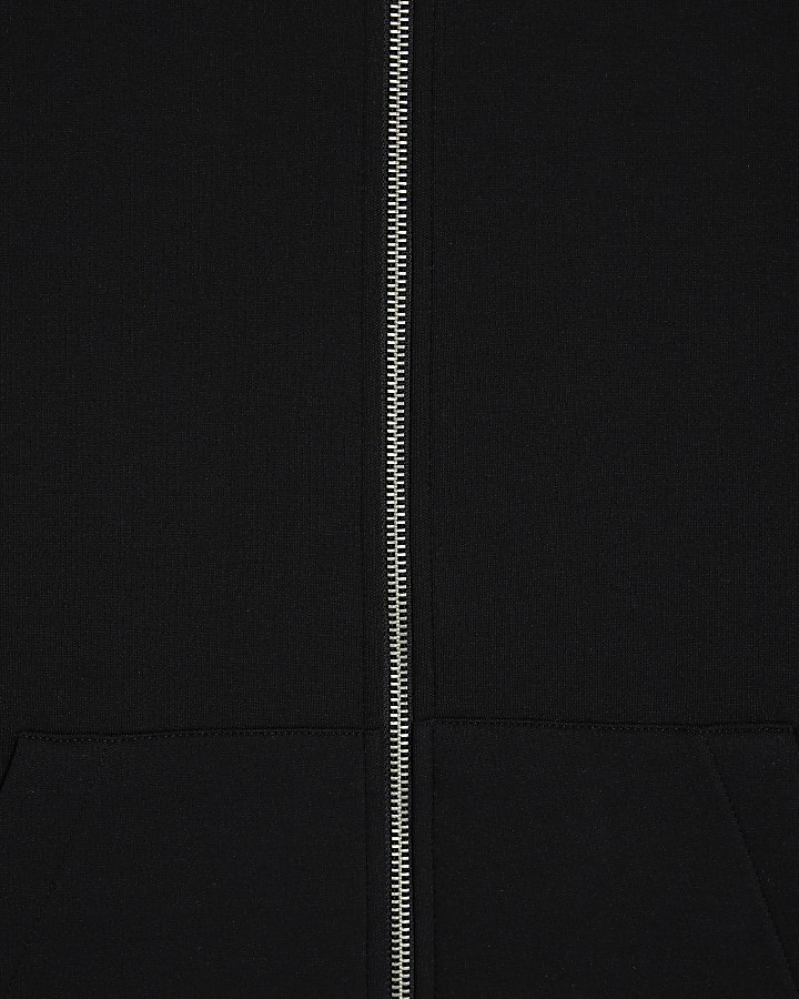 Black Oversized Zip Up Premium Hoodie