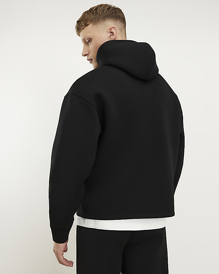Black Oversized Zip Up Premium Hoodie