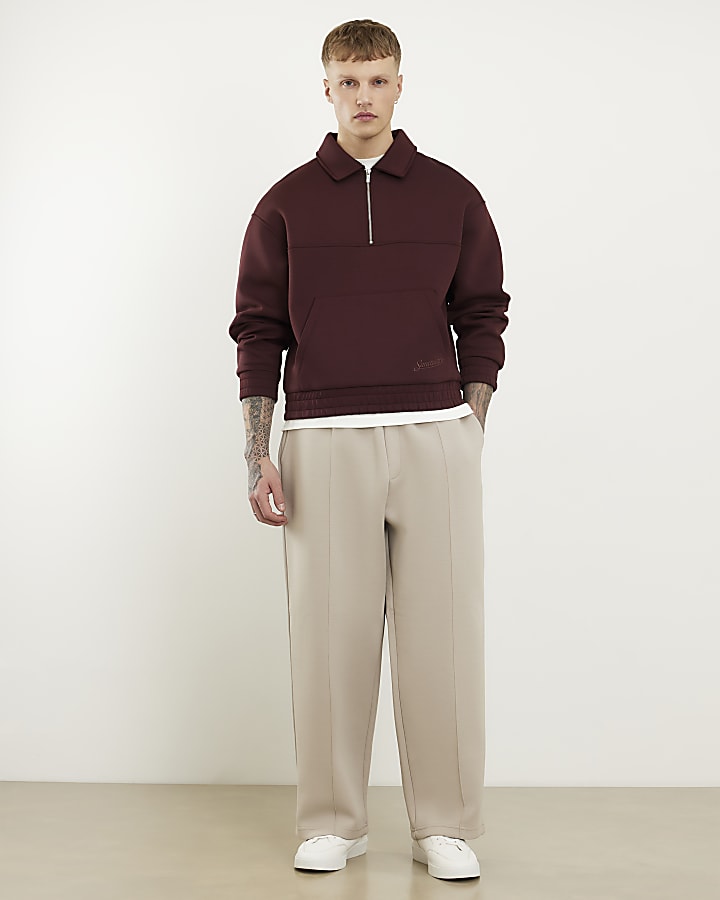 Red Regular Fit Premium Rugby Sweatshirt