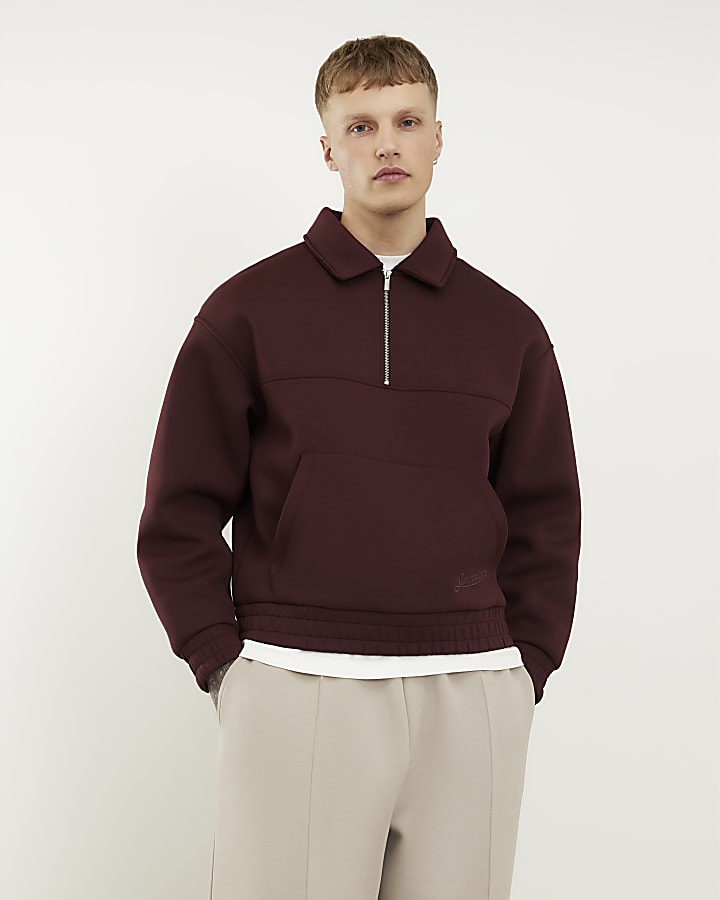 Red Regular Fit Premium Rugby Sweatshirt