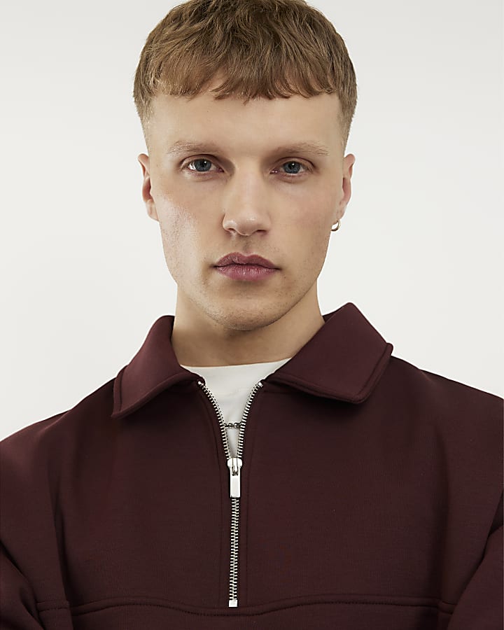 Red Regular Fit Premium Rugby Sweatshirt