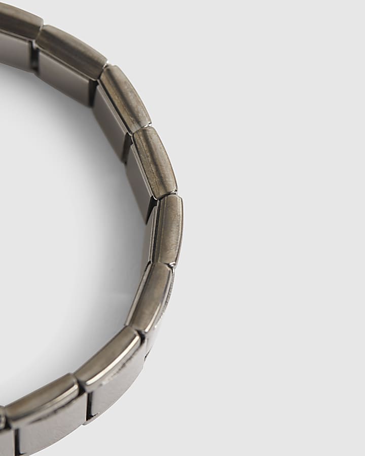 Silver Steel Stretch Square Bracelet