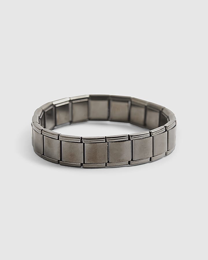 Silver Steel Stretch Square Bracelet