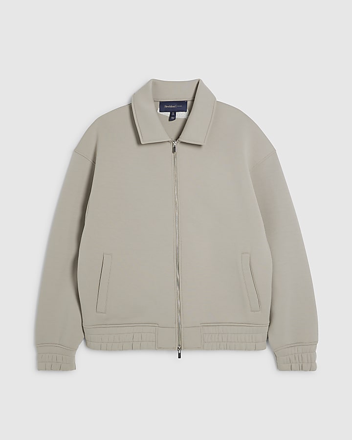 Beige Regular Fit Premium Harrington Jacket