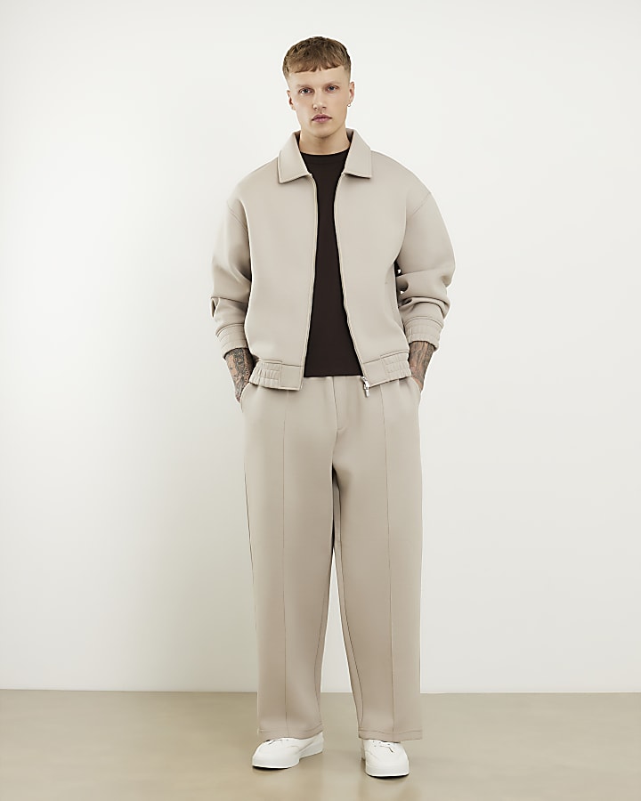 Beige Regular Fit Premium Harrington Jacket