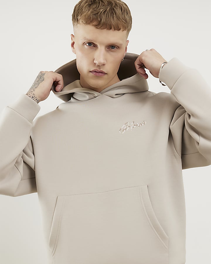 Beige Oversized Fit MCMXII Script Hoodie