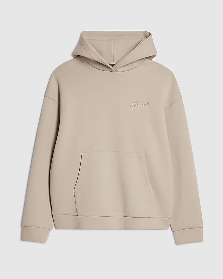 Beige Oversized Fit MCMXII Script Hoodie