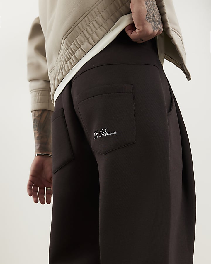 Brown Wide Leg Premium Joggers