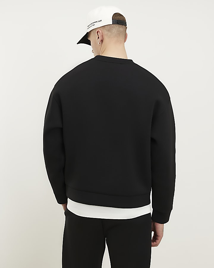 Black Oversized Premium Embroiderd Sweatshirt