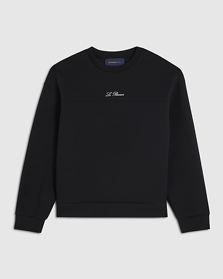 Black Oversized Premium Embroiderd Sweatshirt