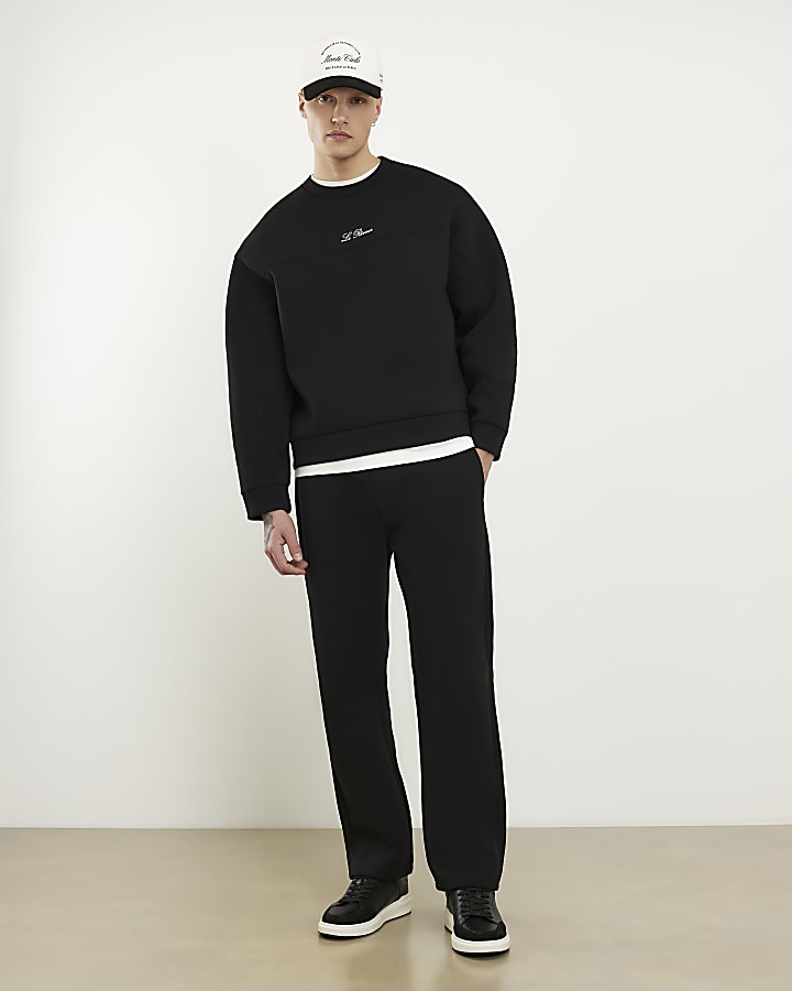 Black Oversized Premium Embroiderd Sweatshirt