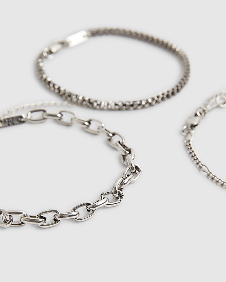 Silver Chain Pack Of 3 Bracelets