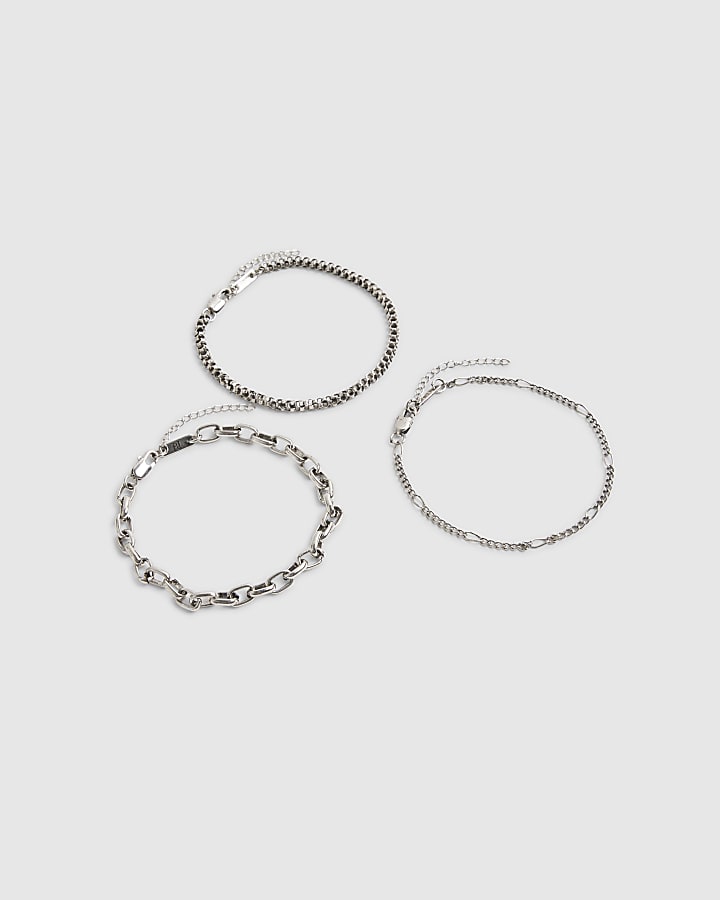 Silver Chain Pack Of 3 Bracelets