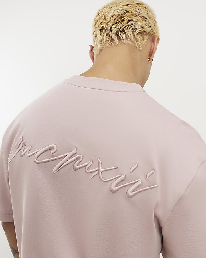 Pink Slim Fit MCM Embroidered T-Shirt