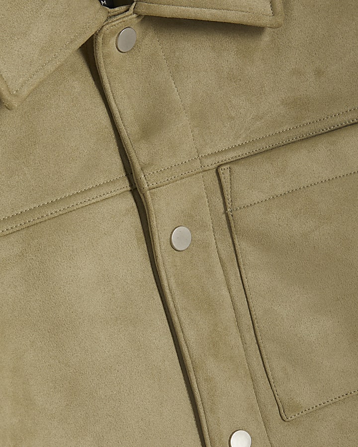 Green Faux Suede Shacket