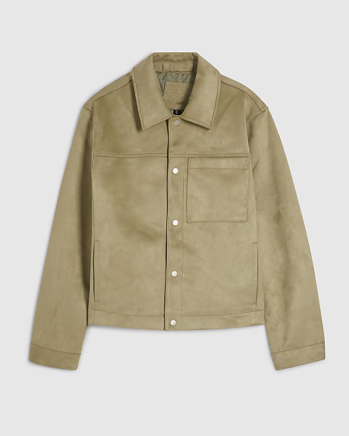 Green Faux Suede Shacket