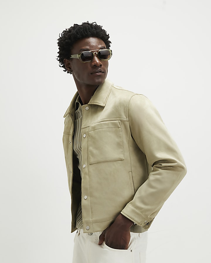 Green Faux Suede Shacket