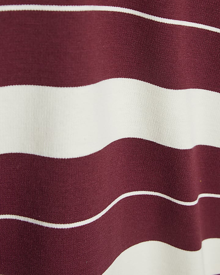 Red Oversized Fit Double Stripe T-Shirt