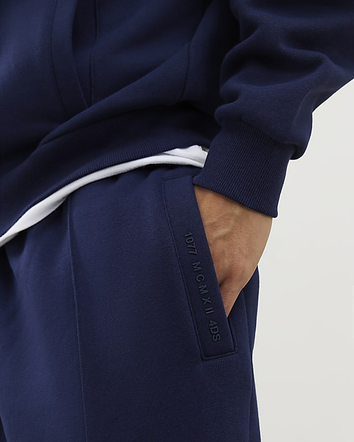 Navy Wide Fit Pintuck Joggers