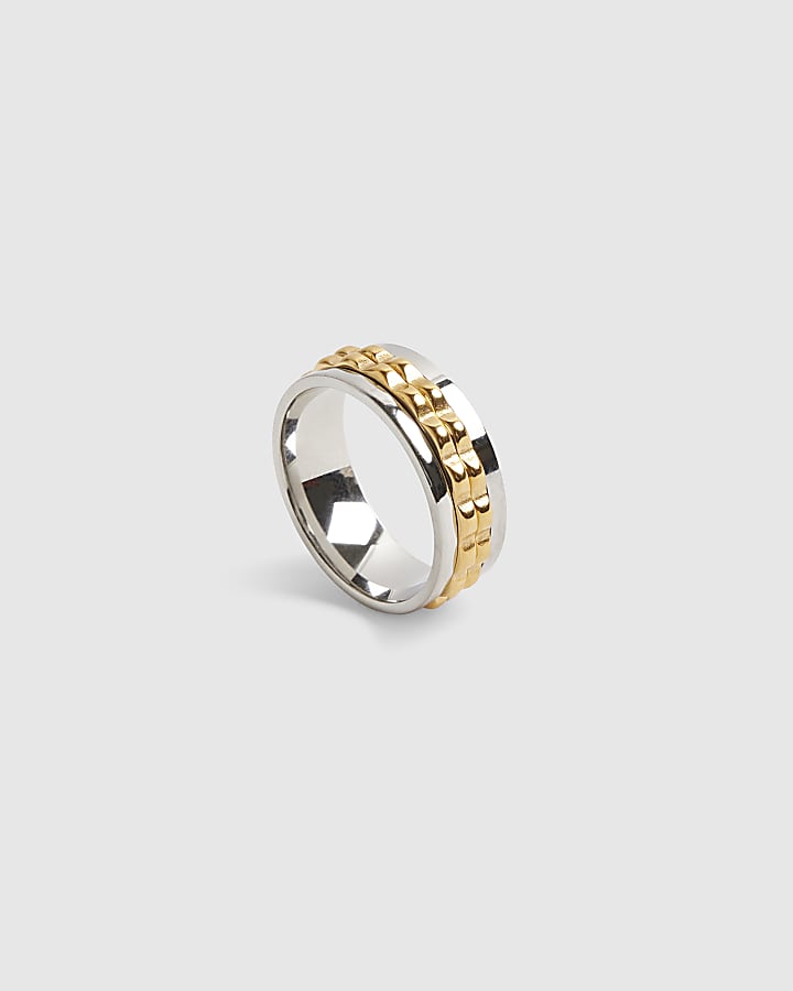Gold Steel Mixed Metal Spinner Ring