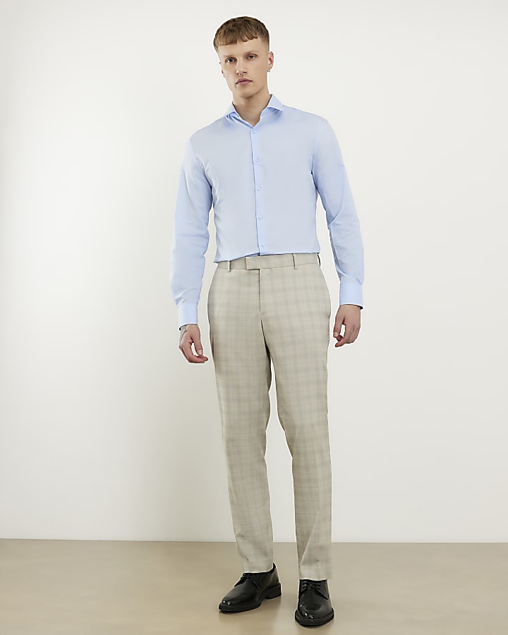 Blue Slim Fit Long Sleeve Shirt