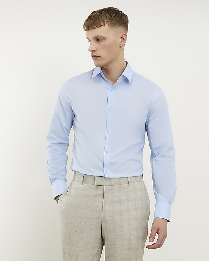 Blue Slim Fit Long Sleeve Shirt