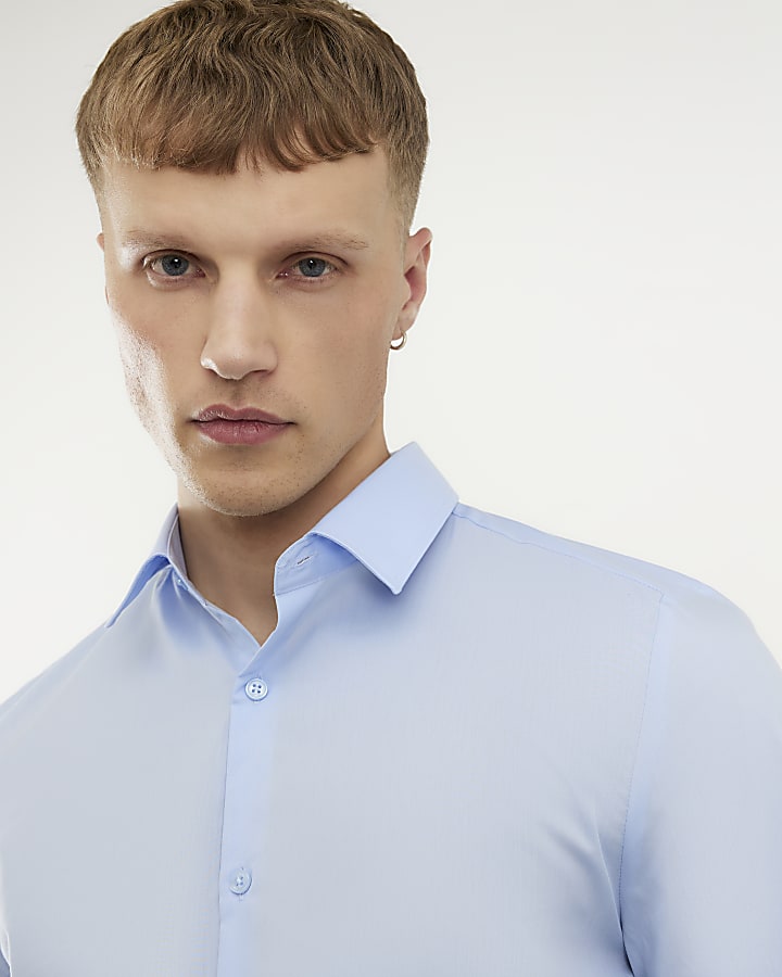 Blue Slim Fit Long Sleeve Shirt