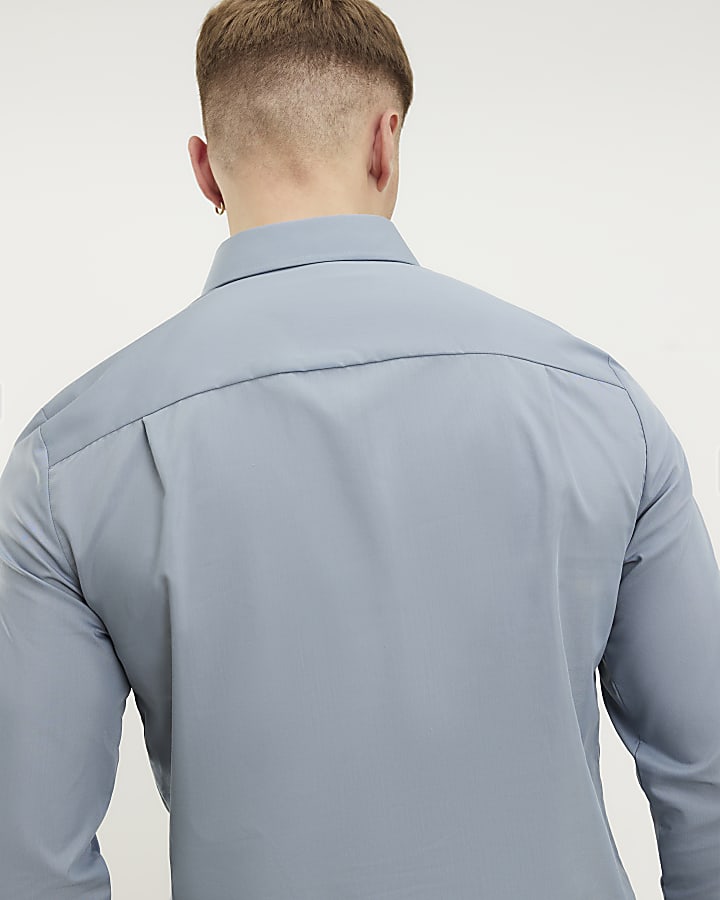 Grey Slim Fit Long Sleeve Shirt