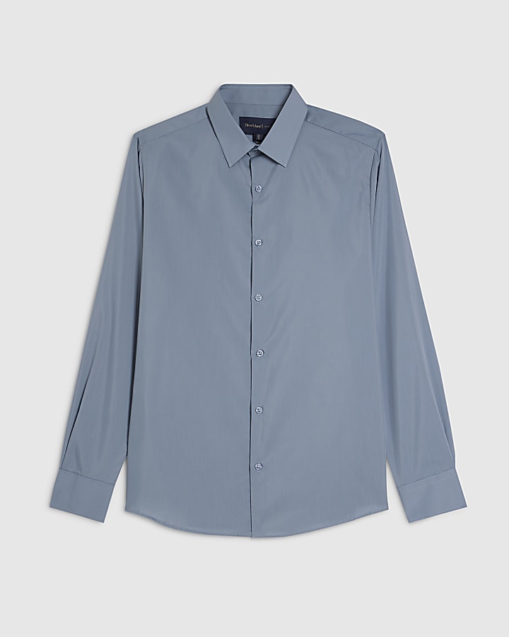 Grey Slim Fit Long Sleeve Shirt