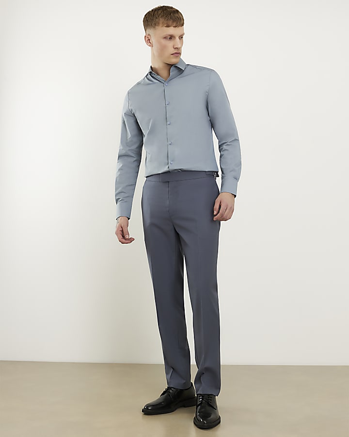 Grey Slim Fit Long Sleeve Shirt